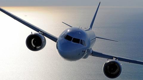 Aircraft flying over the sea Aircraft flying over the sea