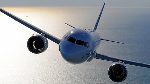 Aircraft flying over the sea