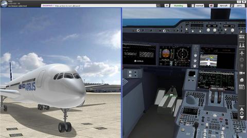 Online maintenance course showing an aircraft and a cockpit