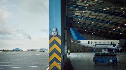 Satair hangar with aircraft inside