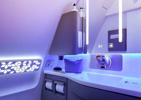 Touchless features in lavatory of A320 Airspace cabin
