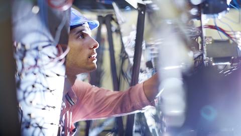 Man doing electrical testing