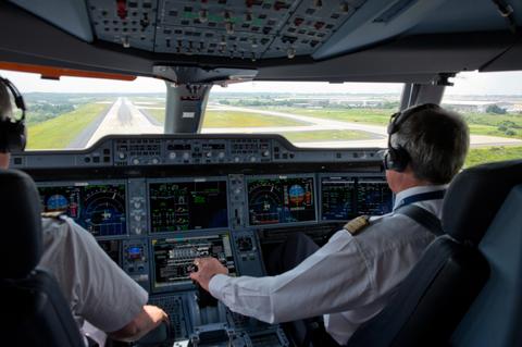 pilots in cockpit A350 XWB World tour
