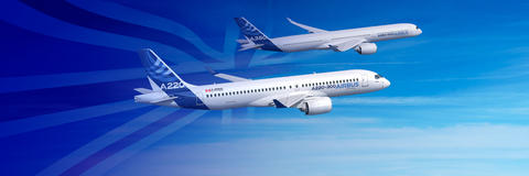 Airbus A220 and A350 flying together