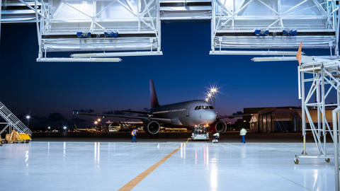 aircraft going into maintenance check