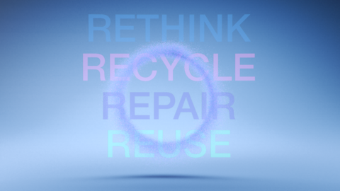 Text: Rethink, recycle, repair, reuse