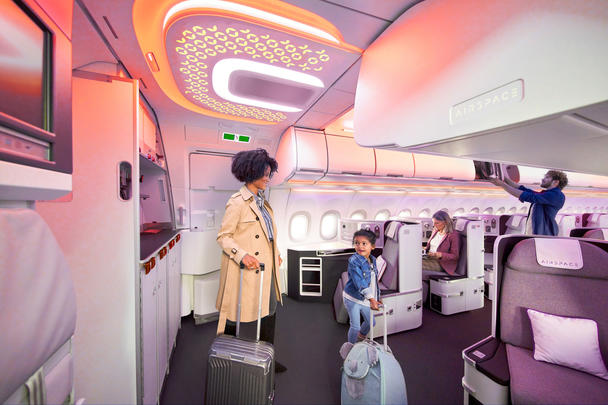 Airspace - LED lighting © AIRBUS 2020 - photo byDominik Mentzos / Taylor James The full-colour LED lighting offers 16.7 million colours for operators to choose from.