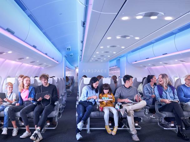 A330neo Airspace - 9 abreast Economy seats © AIRBUS 2020 - photo byDominik Mentzos / Taylor James A330neo - 9 abreast Economy seats with passengers in A330neo Airspace Cabin