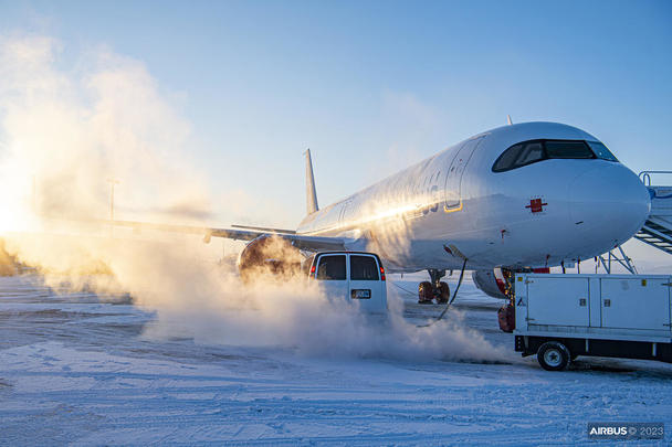 A321XLR cold weather ground testing in Iqaluit in 2023