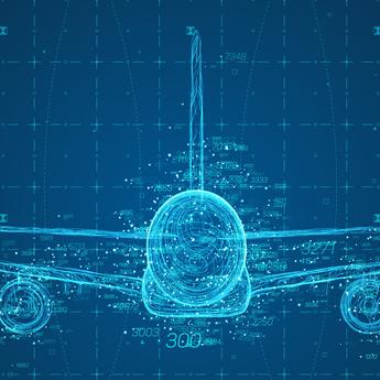 Computer generated image of an aircraft wireframe 