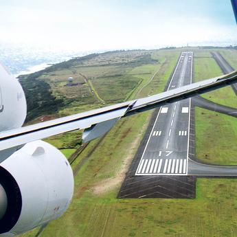 An Airbus aircraft approaching a runway