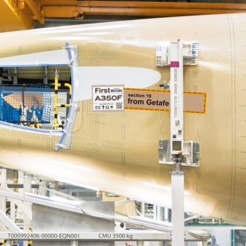 Zoom on A350F S19 with "from Getafe sticker"