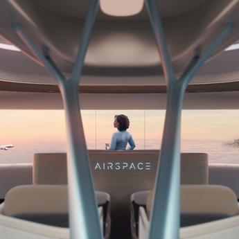 The Airspace Cabin Vision 2035+ over the Elbphilharmonie