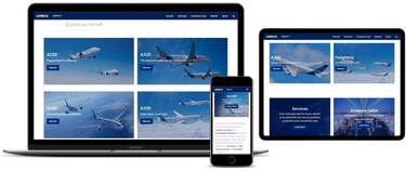 Screenshot-Aircraft landing page-view on aircraft family teasers - different devices Screenshot-Aircraft landing page-view on aircraft family teasers - different devices