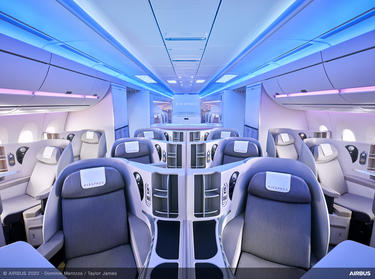 A350 Business Class Airspace cabin. A350 Business Class Airspace cabin.