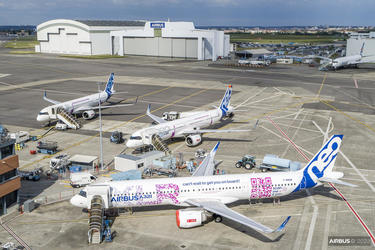A321XLR flight test aircraft parked at M81 A321XLR flight test aircraft parked at M81