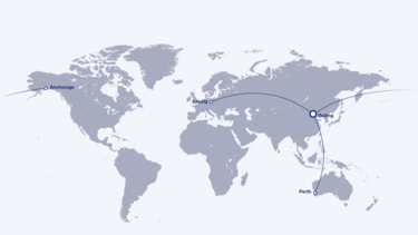 Reachable cities from Beijing by the A350F