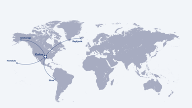 Reachable cities from Dallas with the A319neo