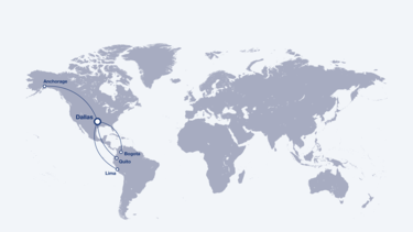 Reachable cities from Dallas by the A320neo