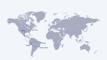 Reachable cities from Lima by the A320neo