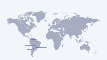 Reachable cities from Sao Paulo by the A321P2F