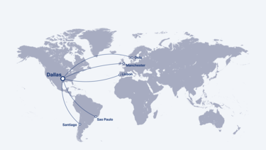 Reachable cities from Dallas by the A321XLR