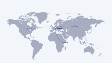 Reachable cities from Leipzig by the A330P2F 