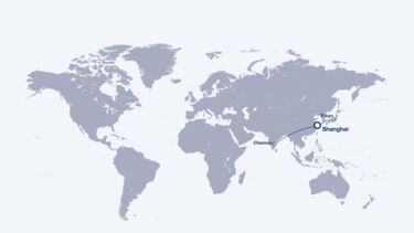 Reachable cities from Shanghai by the A330P2F 