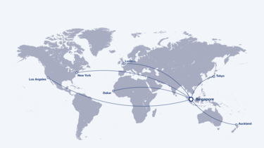 Reachable cities from Singapore by the A350-1000
