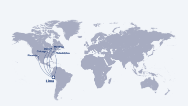 Reachable cities from Lima with the A220-100