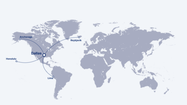 Reachable cities from Dallas with the A319neo