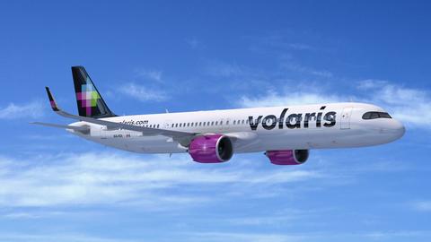 rendering of a Volaris A321neo in flight