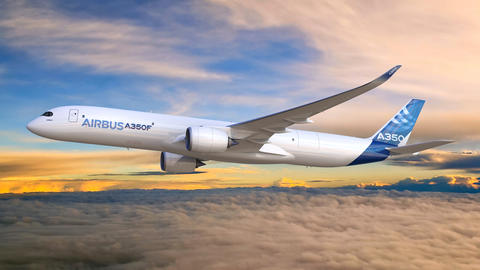 3D rendering of an A350F in Airbus livery