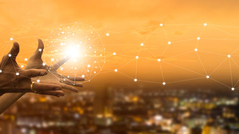 abstract visual of hands on data