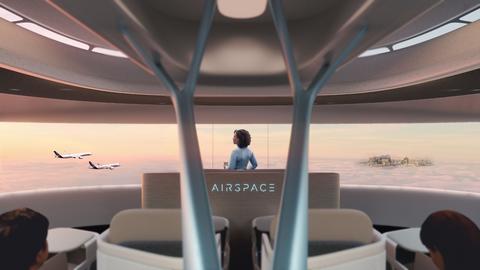 The Airspace Cabin Vision 2035+ over the Elbphilharmonie