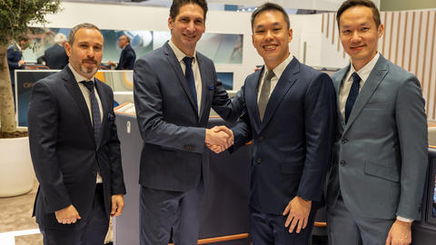 From left: Wael Habboub, Customer Support Manager Middle East STELIA Aerospace, Grégory Hubert, HO Customer Support STELIA Aerospace, Melvin Tan, HO Concept Product Management Satair, Wei Wen Lim, Product Lead Concept Product Management Satair