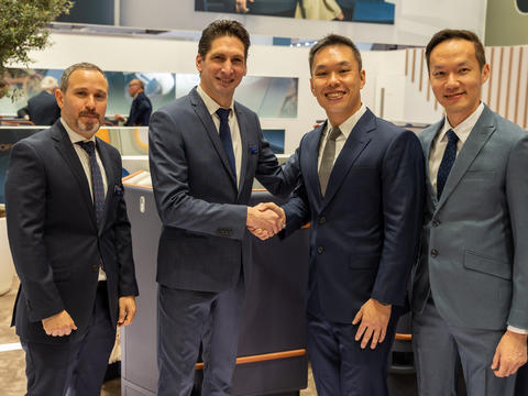 From left: Wael Habboub, Customer Support Manager Middle East STELIA Aerospace, Grégory Hubert, HO Customer Support STELIA Aerospace, Melvin Tan, HO Concept Product Management Satair, Wei Wen Lim, Product Lead Concept Product Management Satair