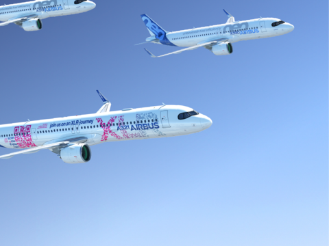 A320 Family cruising through a clear blue sky