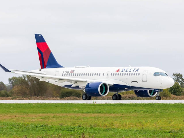 Delta A220 lining up