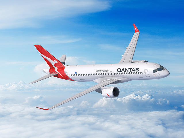 Qantas A220 flying