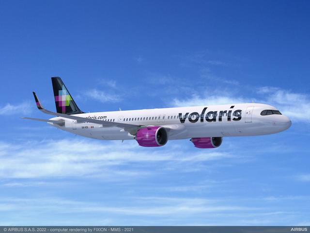 rendering of a Volaris A321neo in flight