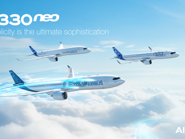 A330neo rendering with A350 and A321