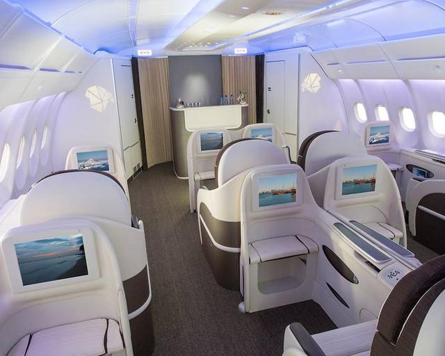 A view inside the cabin of an aircraft