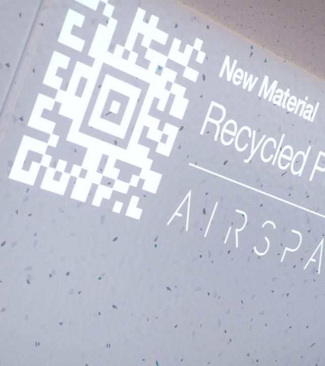 Airspace panel - recycled polymers panel with a QR code