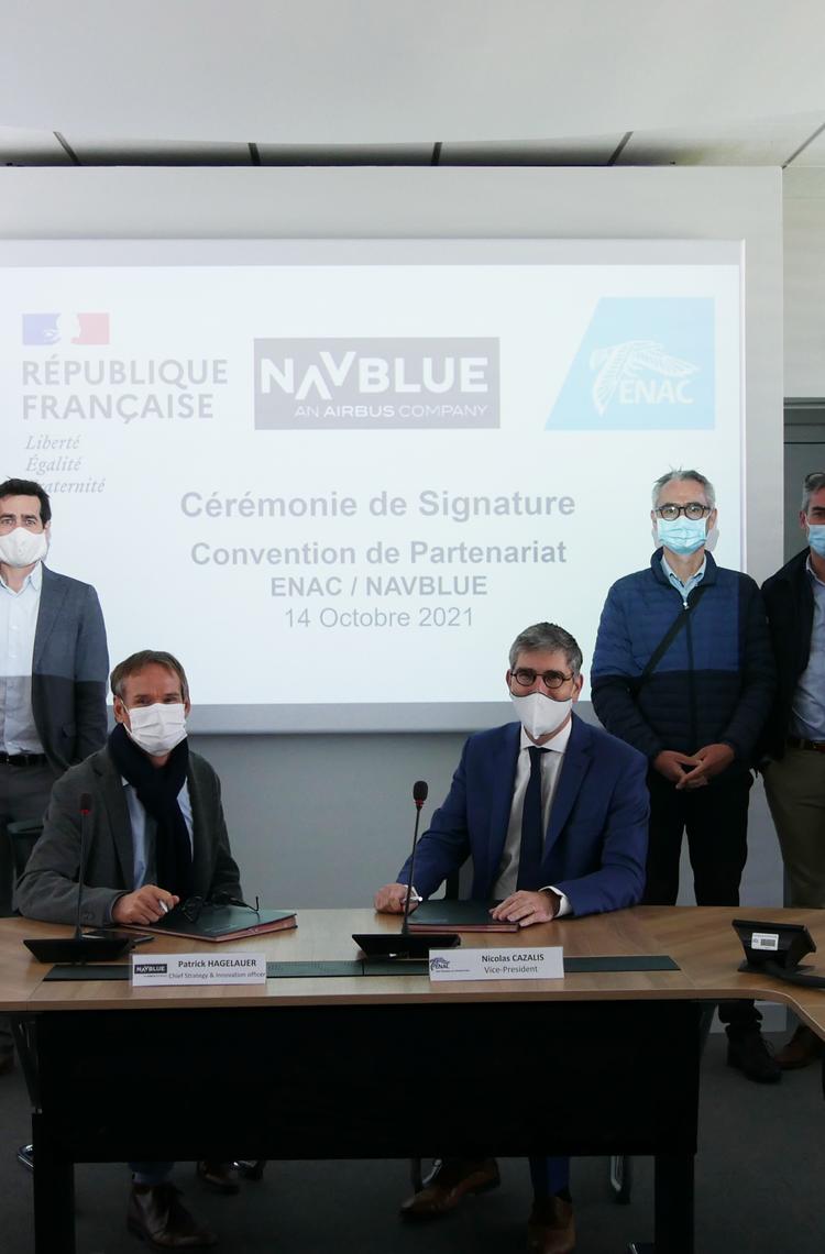 NAVBLUE and ENAC (French Civil Aviation University) sign partnership to develop new solutions for the aviation of tomorrow.