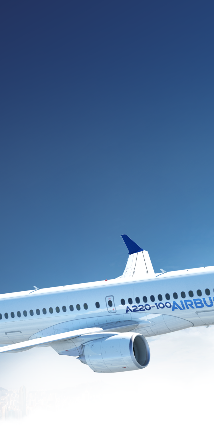 A220-100 in flight