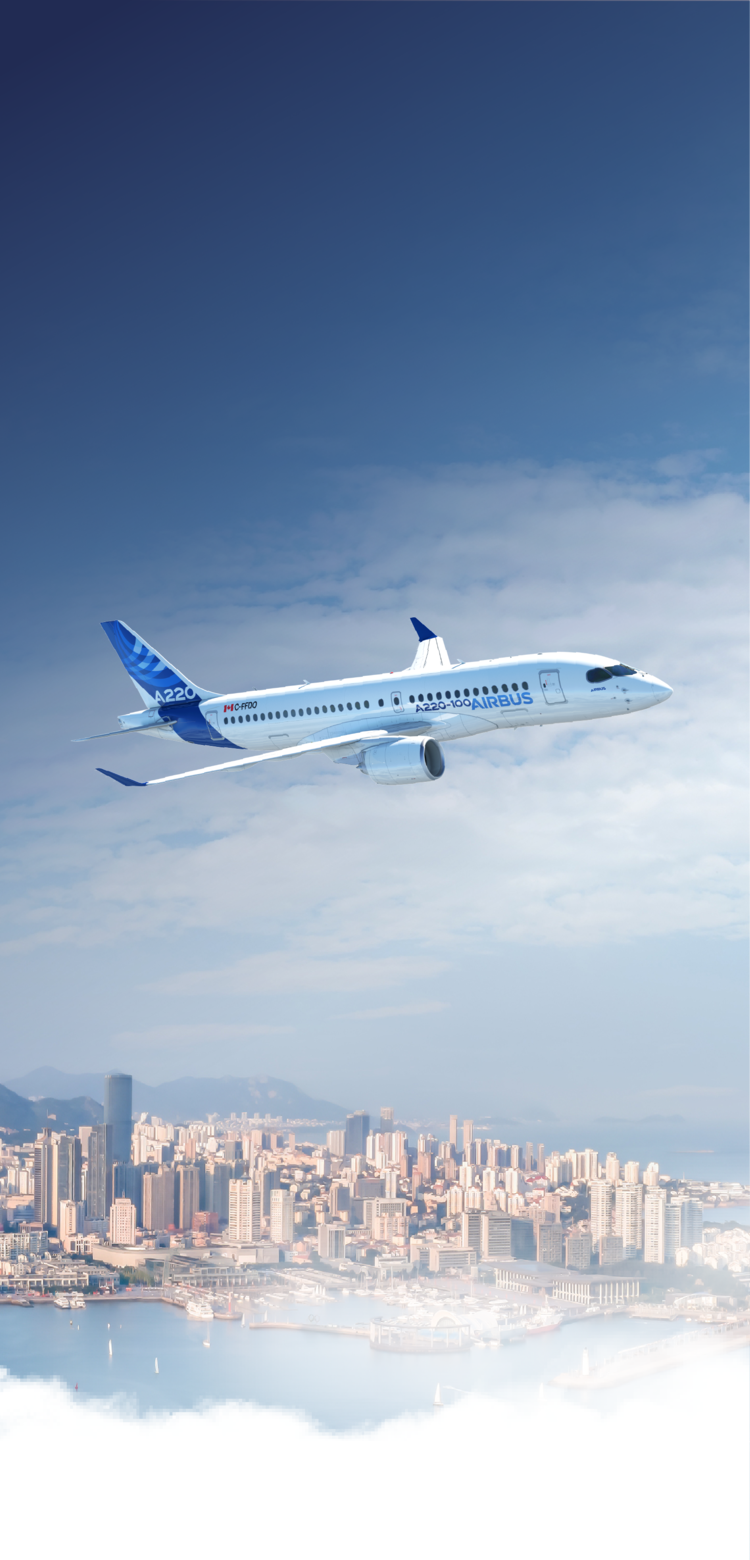 A220-100 in flight