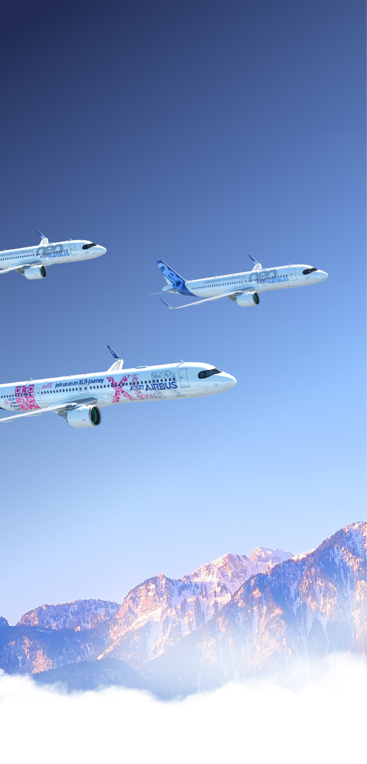 A320 Family A320 Family cruising through a clear blue sky