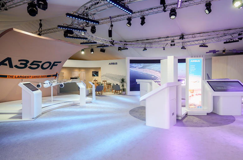Airbus pavilion interior at the 2024 Farnborough International Airshow